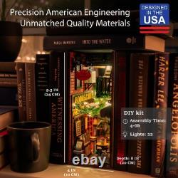 Book Nook DIY Kit Miniature Dollhouse with LED Light, Bookshelf Decor, Gift
