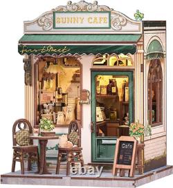 Book Nook Kit DIY Miniature House Cafe Coffee Shop Dollhouse Kit for Adults an