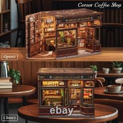 Book Nook Kit DIY Miniature House Coffee Shop Dollhouse Kit for Adults and