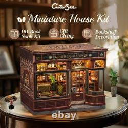 Book Nook Kit DIY Miniature House Coffee Shop Dollhouse Kit for Adults and