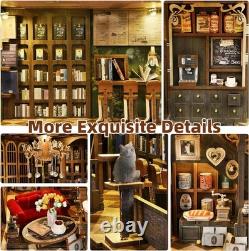 Book Nook Kit DIY Miniature House Coffee Shop Dollhouse Kit for Adults and