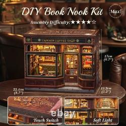 Book Nook Kit DIY Miniature House Coffee Shop Dollhouse Kit for Adults and