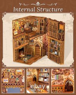 Book Nook Kit DIY Miniature House Dollhouse Kit for Adult and Teens, Booknook
