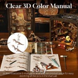 Book Nook Kit Library, DIY Miniature House Kit, 3D Wooden Puzzle Dollhouse Kit f