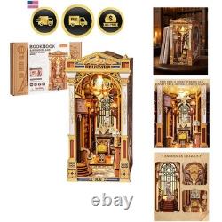 Book Nook Kit Miniature Library Wooden Puzzle Collectible DIY Decor