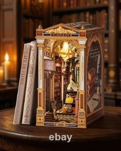 Book Nook Kit Miniature Library Wooden Puzzle Collectible DIY Decor