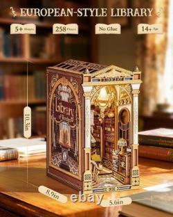 Book Nook Kit Miniature Library Wooden Puzzle Collectible DIY Decor