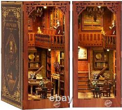 Book Nook Kit for Adults 2 Pack DIY Miniature Dollhouse Kit with Light Wood 3D