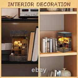 Book Nook Kit for Adults, DIY Miniature Booknook Kit with Led Light, 3D Wooden B