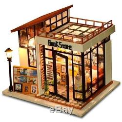 Book Store Miniature Wooden Dollhouse Assembly Kit Adult Christmas Birthday Gift
