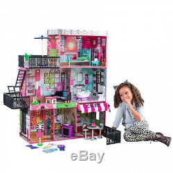 Brooklyn's Loft Dollhouse w accessories Furniture Wooden Playhouse Kids Loft Fun