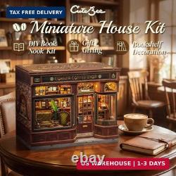 CUTEBEE Book Nook Kit DIY Miniature House Coffee Shop Dollhouse Kit for Adults