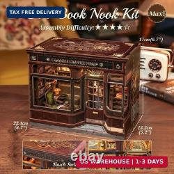 CUTEBEE Book Nook Kit DIY Miniature House Coffee Shop Dollhouse Kit for Adults