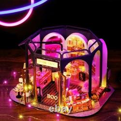 Cafe Dollhouse DIY 3D Wooden Mini House withLED Miniature Kit for Adult Best Gift