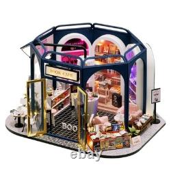 Cafe Dollhouse DIY 3D Wooden Mini House withLED Miniature Kit for Adult Best Gift