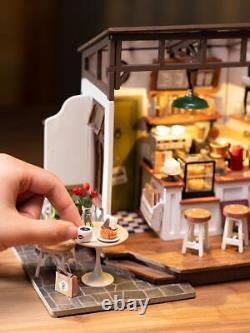 Café Miniature House Kit Kid DIY Dollhouse 3D Wooden Assembly Building Toy Decor