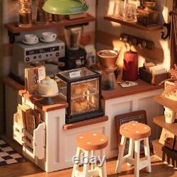 Café Miniature House Kit Kid DIY Dollhouse 3D Wooden Assembly Building Toy Decor