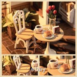 Café Miniature House Kit Kid DIY Dollhouse 3D Wooden Assembly Building Toy Decor