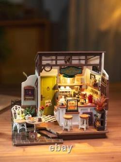 Café Miniature House Kit Kid DIY Dollhouse 3D Wooden Assembly Building Toy Decor