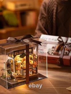 Café Miniature House Kit Kid DIY Dollhouse 3D Wooden Assembly Building Toy Decor