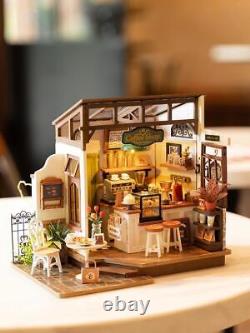 Café Miniature House Kit Kid DIY Dollhouse 3D Wooden Assembly Building Toy Decor