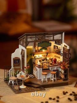Café Miniature House Kit Kid DIY Dollhouse 3D Wooden Assembly Building Toy Decor