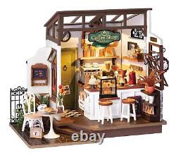 Café Miniature House Kit Kid DIY Dollhouse 3D Wooden Assembly Building Toy Decor
