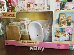 Calico Critters Luxury Townhome Gift Set PLUS Bathroom set & Cosmetic Counter