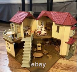 Calico Critters Red Roof Country Home Epoch Sylvanian Dollhouse WORKING LIGHTS