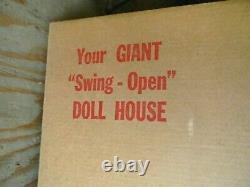 Cardboard Dollhouse Kit Romar Large Play Inside Furniture Dolls 3ft tall Vintage