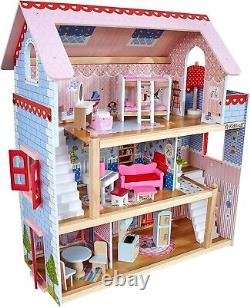 Casa De Muñecas Barbie Para Niñas De Madera Con Juego De Muebles Incluido