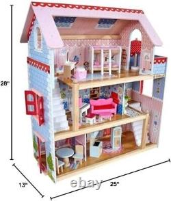 Casa De Muñecas Barbie Para Niñas De Madera Con Juego De Muebles Incluido