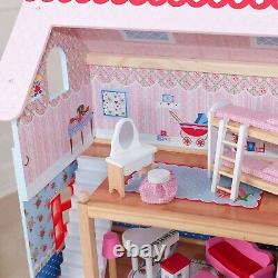 Casa De Muñecas Barbie Para Niñas De Madera Con Juego De Muebles Incluido