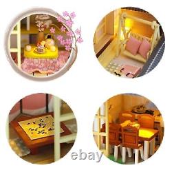 Cool Beans Boutique Miniature DIY Dollhouse Kit Wooden Japanese Home with Per