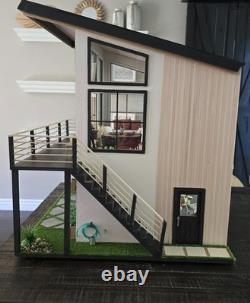 Custom 112 Modern Dollhouse Fully Furnished Contemporary Miniature House