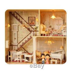 Cute Doll House The Furniture Wooden DIY Dolls Dollhouse Miniature Kit Kids Gift