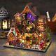 DIY Big Wooden Dollhouse Kit with LED Lights, Collectible Miniature Building Toy