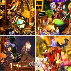 DIY Big Wooden Dollhouse Kit with LED Lights, Collectible Miniature Building Toy