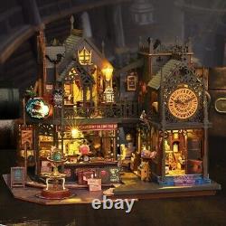 DIY Big Wooden Dollhouse Toy with LED Light, Collectible Miniature Building