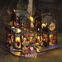 DIY Big Wooden Dollhouse Toy with LED Light, Collectible Miniature Building