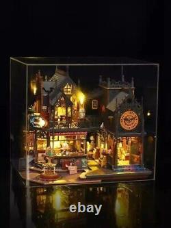 DIY Big Wooden Dollhouse Toy with LED Light, Collectible Miniature Building