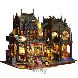 DIY Big Wooden Dollhouse Toy with LED Light, Collectible Miniature Building