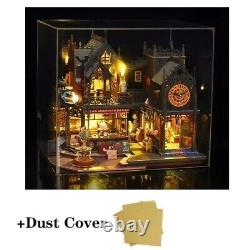 DIY Big Wooden Dollhouse Toy with LED Light, Collectible Miniature Building