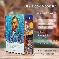 DIY Book Nook Kit, Miniature Dollhouse Kit 3D Wooden Puzzle with Sensor Light