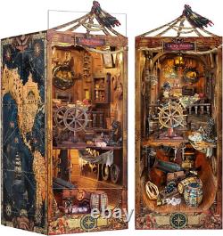 DIY Book Nook Kit Pirate 3D Wooden Miniature Puzzles with LED Light Dollhou