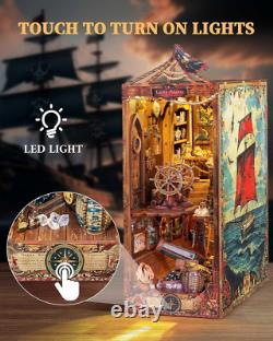 DIY Book Nook Kit Pirate 3D Wooden Miniature Puzzles with LED Light Dollhou