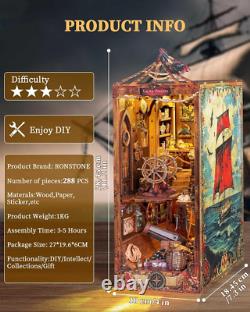 DIY Book Nook Kit Pirate 3D Wooden Miniature Puzzles with LED Light Dollhou