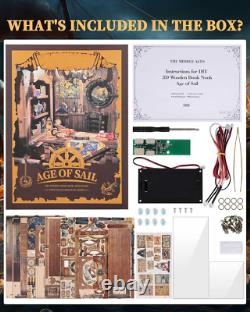 DIY Book Nook Kit Pirate 3D Wooden Miniature Puzzles with LED Light Dollhou