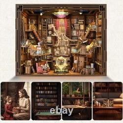 DIY Book Nook Library Kit, Miniature Dollhouse Booknook Kit, 3D Wooden Puzzle Bo