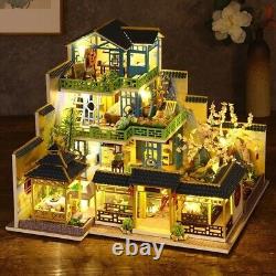 DIY Chinese Style Big Wooden Dollhouse Kit with Furniture, Collectible Toy Gift